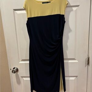 Ralph Lauren Navy and Yellow Midi Dress